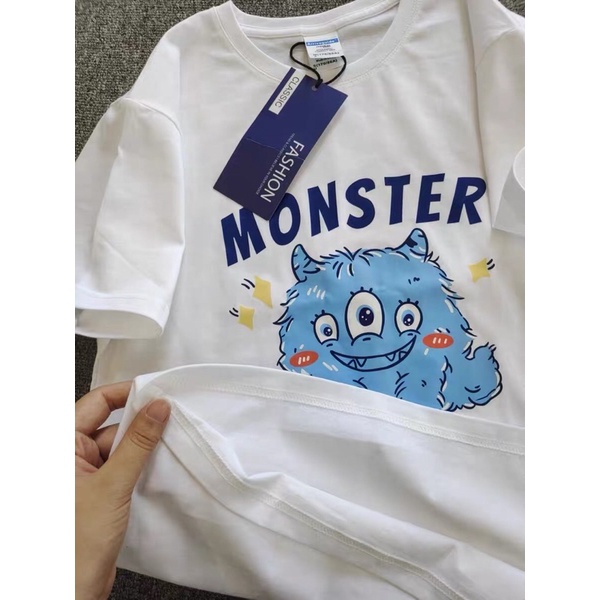 [ Rẻ vô địch ] Áo thun cotton tay lỡ dáng rộng unisex - monster