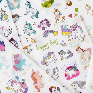 Set 6 tờ stickers dán trang trí hình kỳ lân DIY cho nhật ký dễ thương