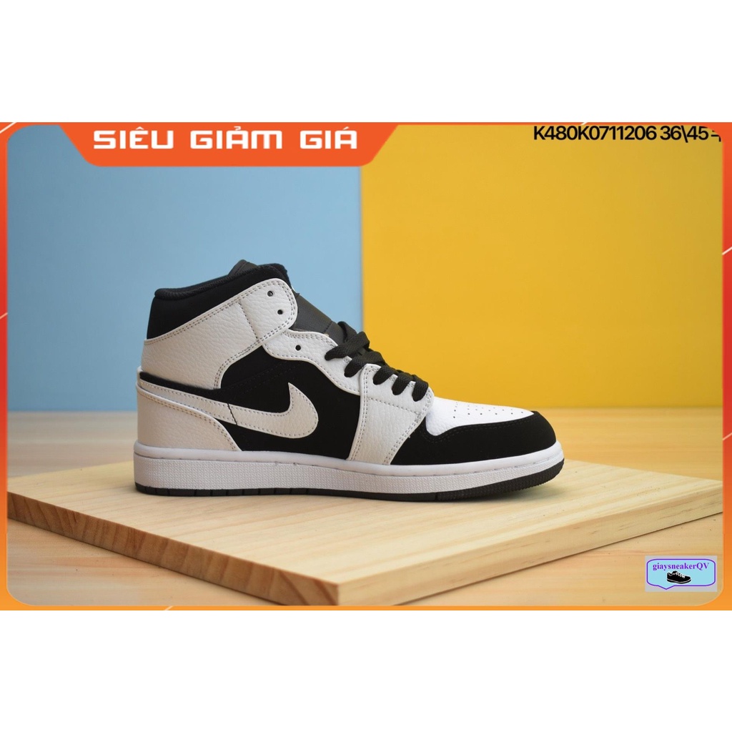 Giày thể thao nam nữ Air Jordan 1 Mid White Black xu hướng thời trang hot hit, năng động