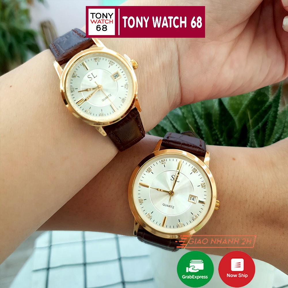 Đồng hồ đôi nam nữ SL dây da có lịch chống nước Tony Watch 68 | BigBuy360 - bigbuy360.vn