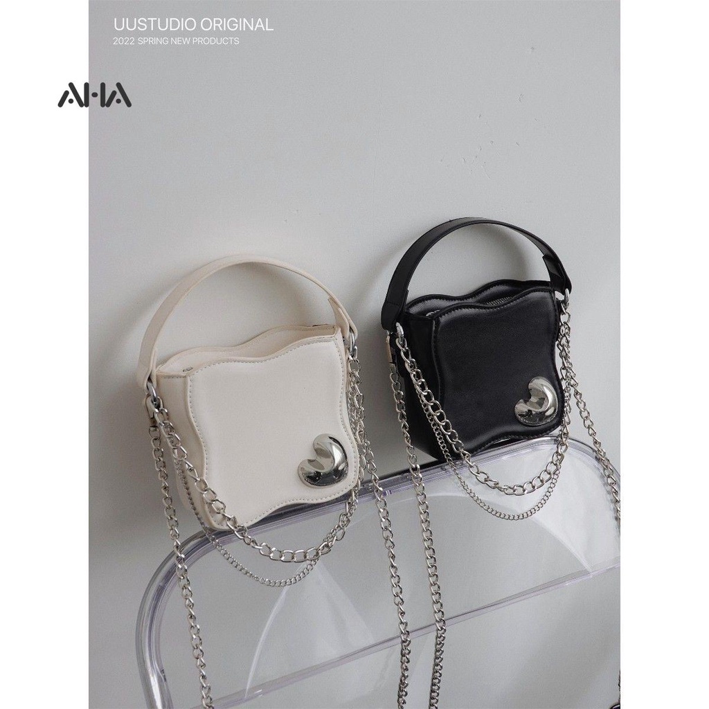 Túi xách AHA official mini dáng vuông thiết kế kiểu hoa phối dây xích thời trang cho nữ