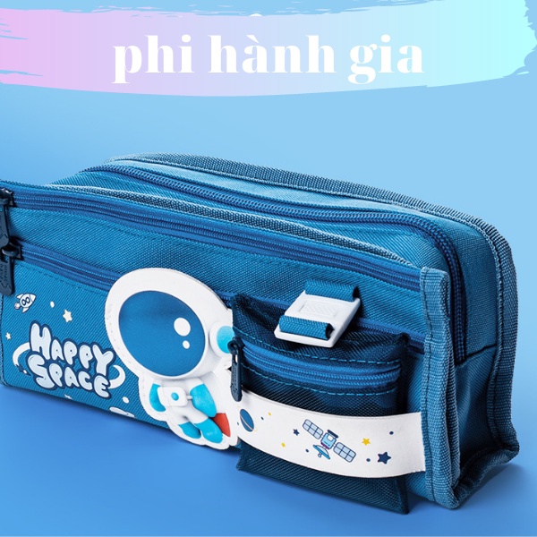 Bóp đựng bút cute cho học sinh, hộp đựng bút in hình phi hành gia. Chất liệu vải tốt
