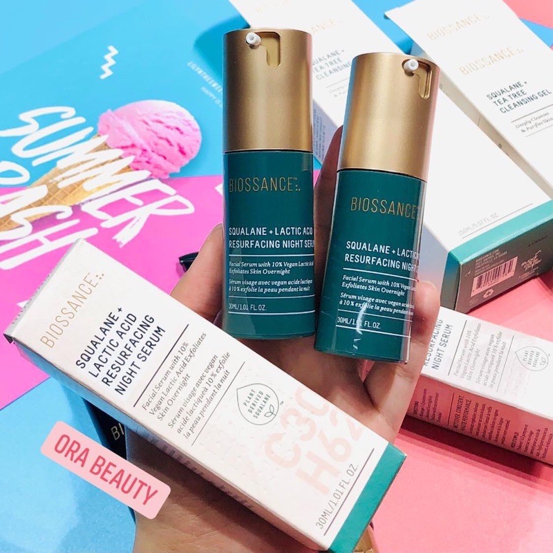 Tinh chất tẩy da chết BIOSSANCE Squalane + 10% Lactic Acid Resurfacing Night Serum