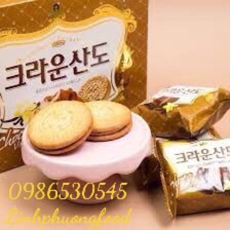Bánh Quy Sando Vị Socola Crown 161 Gram - Nhập Khẩu Hàn Quốc