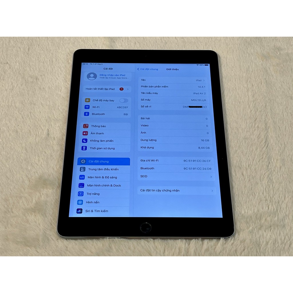 Máy tính bảng Apple iPad Air 2 16GB WIFI bản KHÔNG VÂN TAY | BigBuy360 - bigbuy360.vn