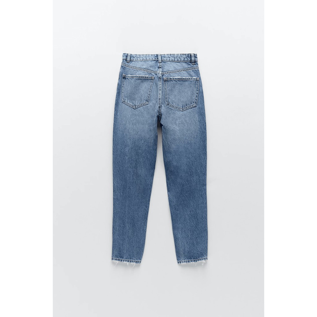 QUẦN JEANS RÁCH DÁNG MOM FIT Zara auth new tag sale 2021