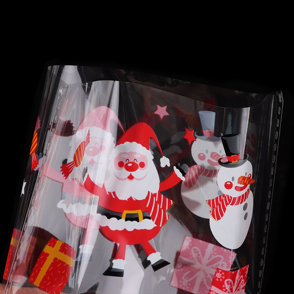 Set 50 túi đựng bánh kẹo bằng giấy bóng kính in hình giáng sinh sáng tạo