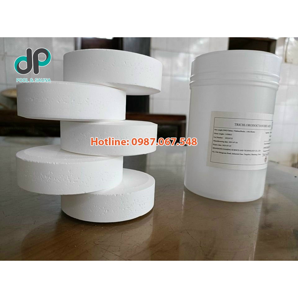 CLO VIÊN NÉN TCCA 200G  - 1 kg CHLORIN 90% - Tiêu diệt các vi sinh vật, diệt tảo, rong rêu trong nước