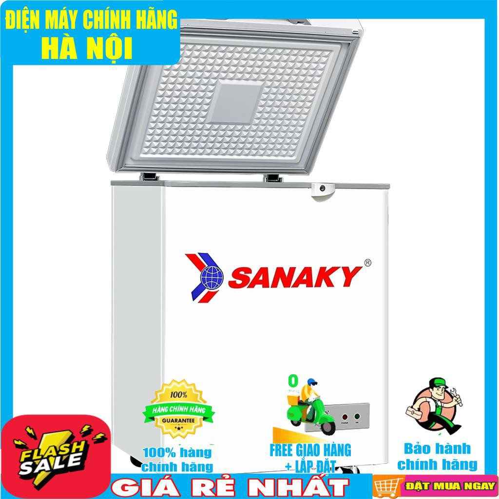 Tủ đông Sanaky mặt kính 1 chế độ ( xanh ) VH-1599HYKD