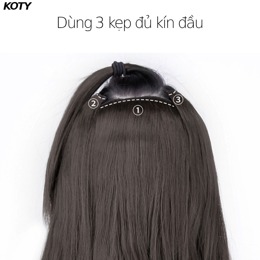 Tóc giả kẹp xoăn sóng làm dài tóc tự nhiên, tóc giả nửa đầu dài đẹp cho nữ TG13