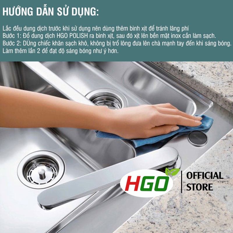 Dung dịch đánh bóng kim loại, inox HGO POLISH hiệu quả an toàn bảo vệ bề mặt 500ml