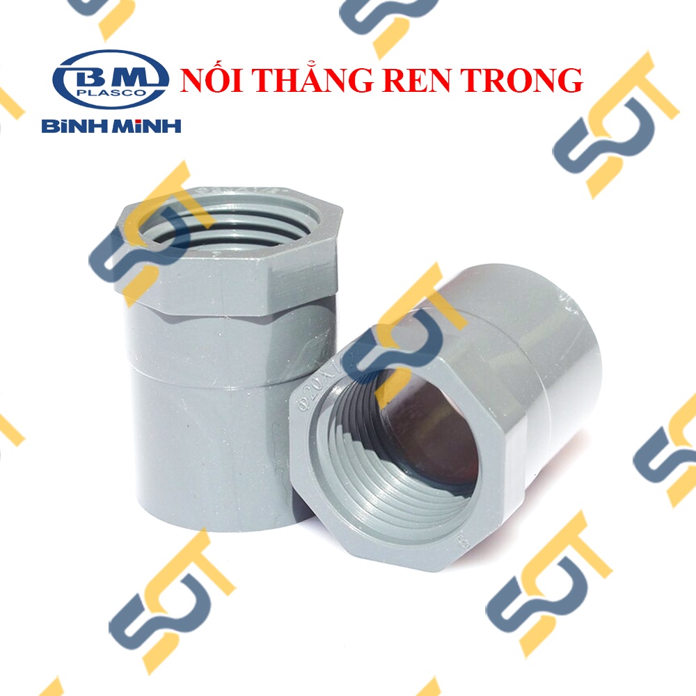 Nối thẳng ren trong PVC BÌNH MINH, nối ren trong nhựa ống nước 21 27 34