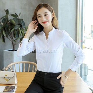 Áo Sơ Mi Nữ Trơn Cổ Đứng H-1122