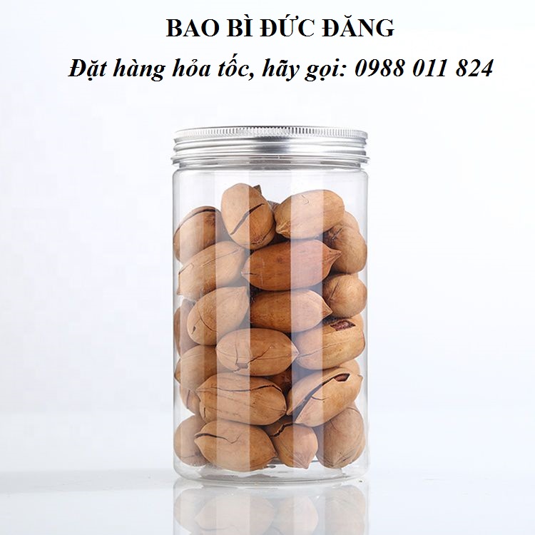 combo 10 Hũ nhựa, hộp nhựa PET dáng cao nắp nhôm/nắp nhựa 750ml