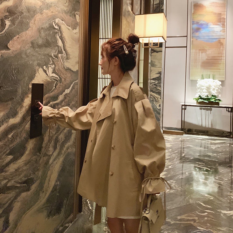 Áo khoác gió dáng rộng thiết kế mới thời trang mùa xuân thu theo phong cách Hàn Quốc 2021 xinh xắn cho nữ 2021