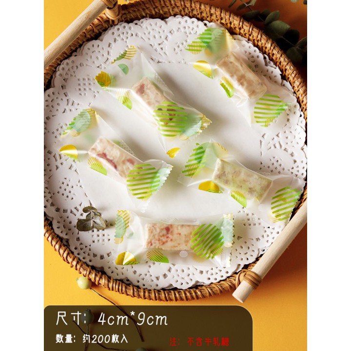 Túi gói kẹo Nougat 200 chiếc, Túi đựng kẹo, vỏ túi đóng kẹo hạnh phúc size 4*9c, và 4*9,5 cm - Hàn Miệng