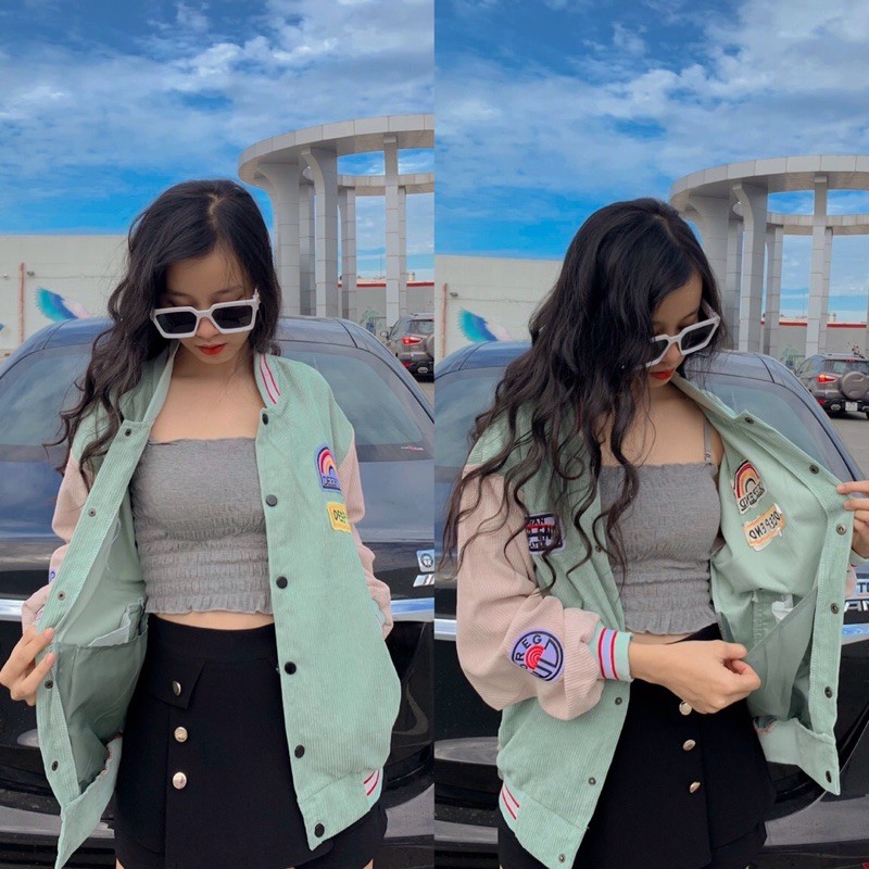 Áo Khoác Nhung Jacket Unisex Nút Bấm-AKNHUNGCAUVONG