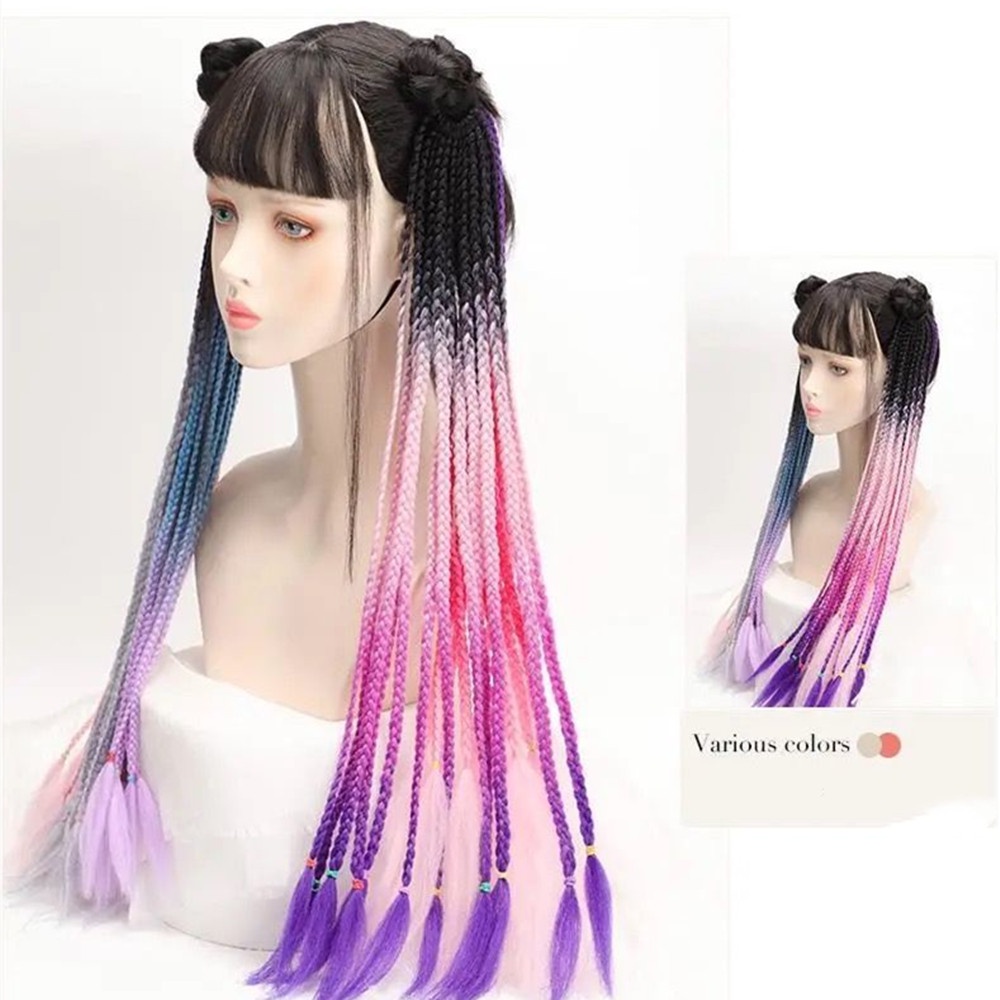 1 Tóc Giả Thắt Bím Đuôi Ngựa Dài Y2K Nhiều Màu Sắc Phong Cách Hip Hop Dành Cho Bạn Nữ