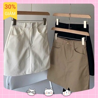 Chân váy ngắn kaki - chân váy a ngắn basic hàng mới kèm quần trong siêu xinh
