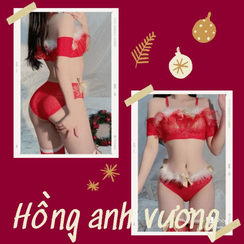 N03 cosplay cô gái noel đồ lót nội y trang phục váy ngủ đầm giáng sinh sexy gợi cảm