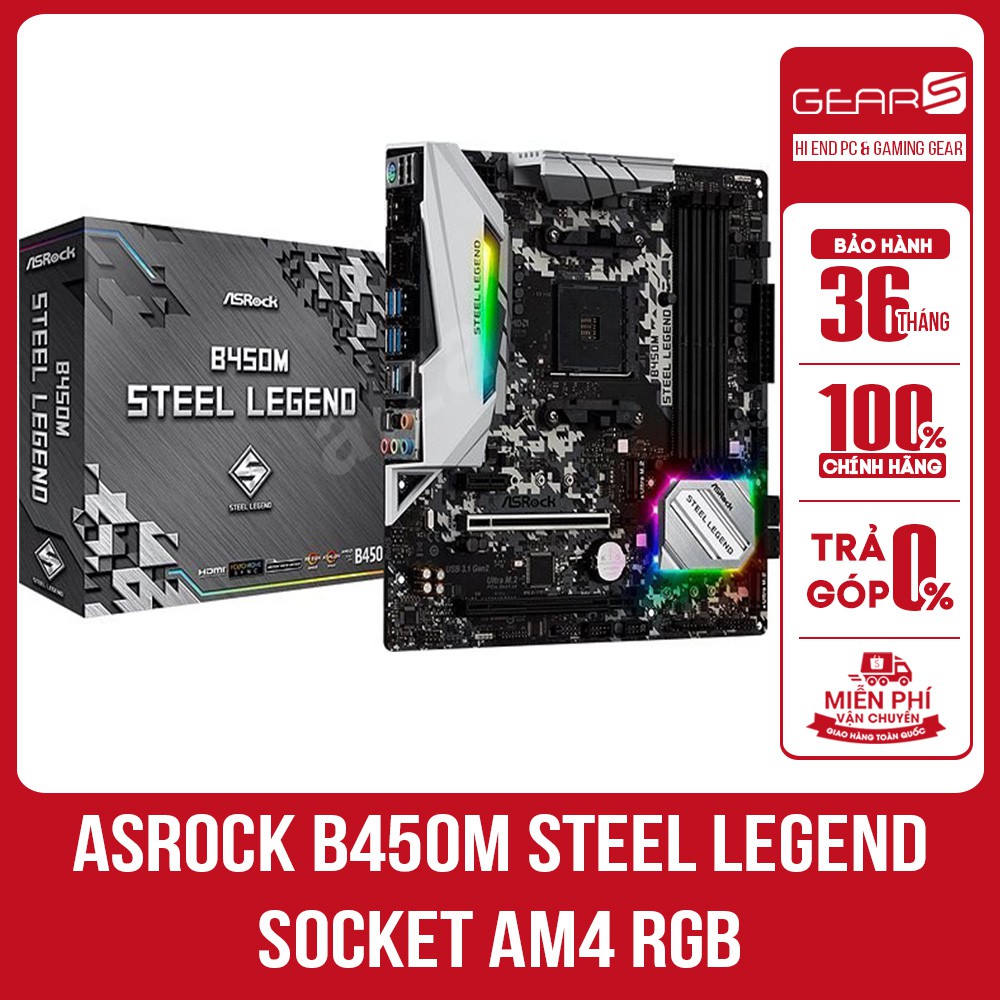 [Mã ELMS05 giảm 5% đơn 300k]Bo mạch chủ Main Asrock B450M Steel Legend