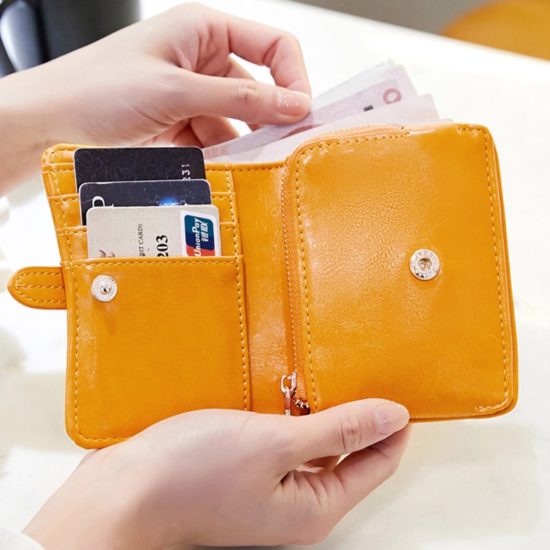 Ví Ngắn Đựng Thẻ Có Khóa Kéo Thời Trang Cho Nữ