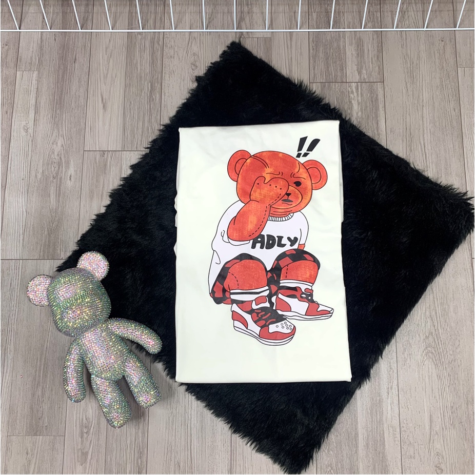 Áo thun tay lỡ Unisex Nam Nữ, Form rộng, áo phông rộng Free size, cotton, dày dặn, không nhăn, in hình Gấu 3D | BigBuy360 - bigbuy360.vn