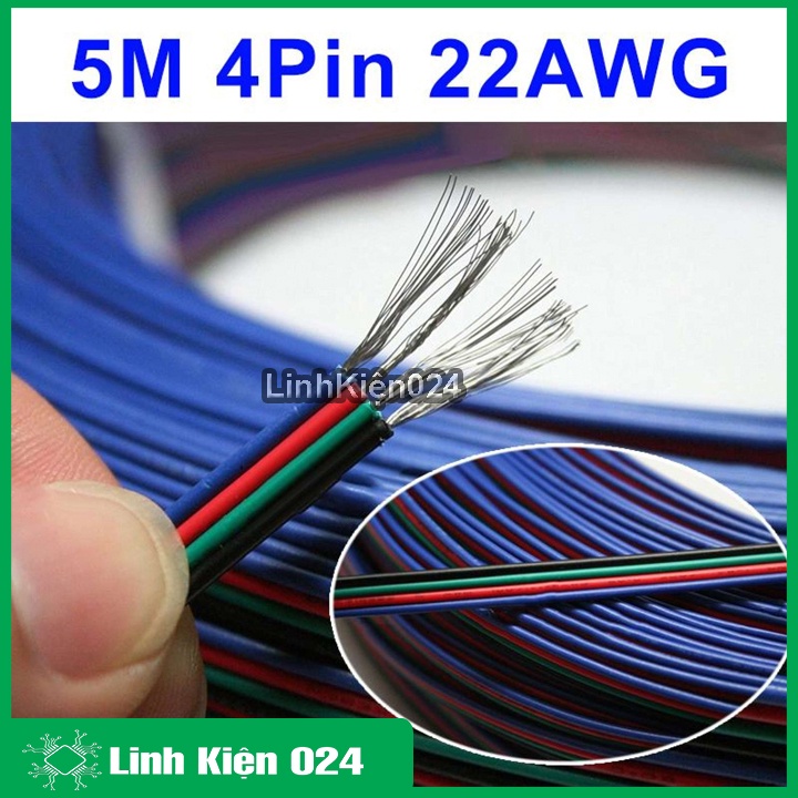Cuộn 10 mét đây điện dẹt 4 màu 22AWG 4P