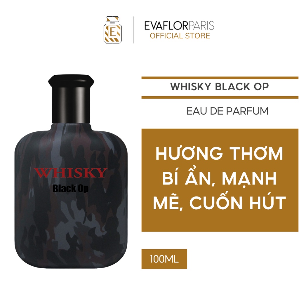 Nước hoa Evaflor Whisky Black Op chính hãng Pháp hương thơm bí ẩn, mạnh mẽ và cuốn hút dành cho nam 100ml