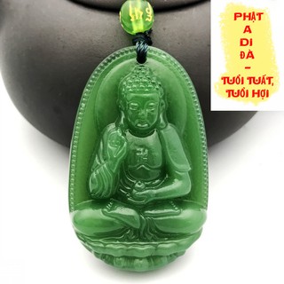 Dây chuyền chuỗi hạt mặt phật A Di Đà màu xanh lá - Phật bản mệnh người tuổi Tuất, Hợi
