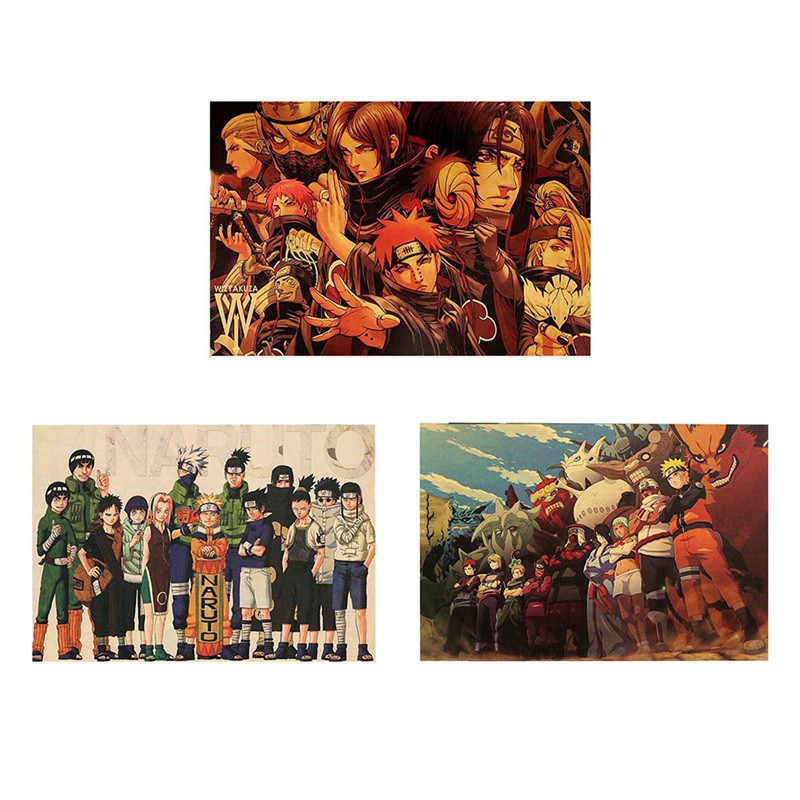 Tranh vải lụa in hình nhân vật Anime Sasuke 51x35cm treo tường trang trí