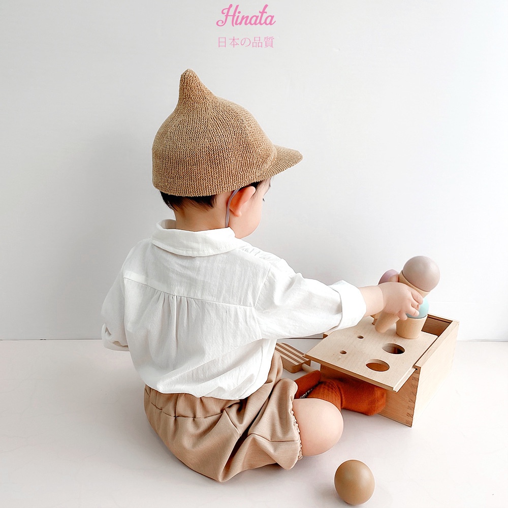 Set áo trắng quần ngắn phối nơ HINATA cho bé trai - chất vải mềm mịn, thoáng khí BF21