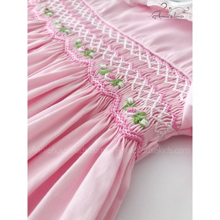 ĐẦM SMOCK ANNIE HỒNG PHẤN CỔ VIỀN REN