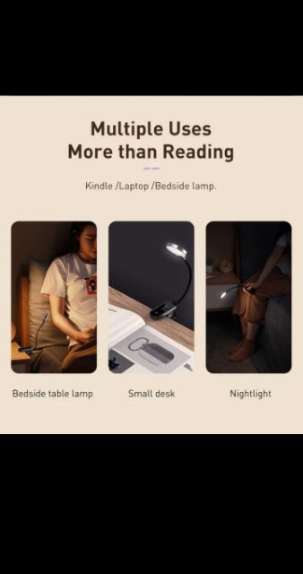 Đèn LED kẹp bàn đọc sách bảo vệ mắt Baseus Mini LED Đèn Ngủ