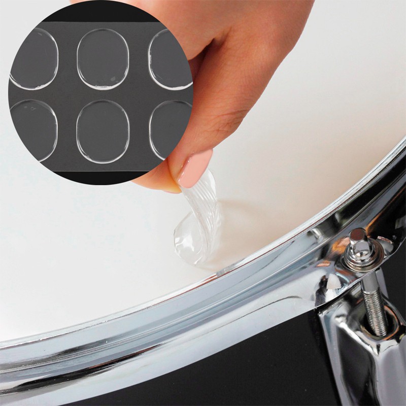 6pcs/set Pad Damper Gel Pads Snare Tom Drum Muffler Mute Transparent Percussion Instrument Accessori