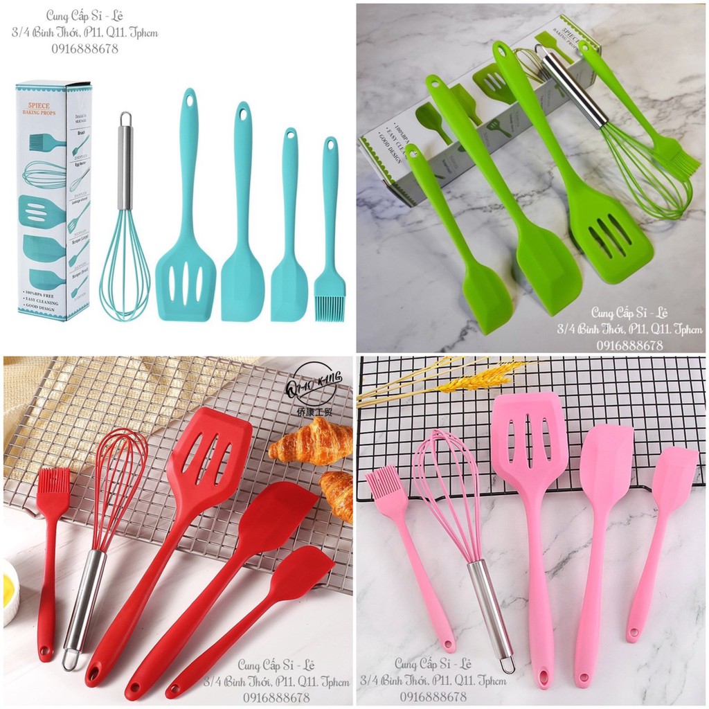 Set 5 Dụng Cụ Spatula Làm Bánh Silicon