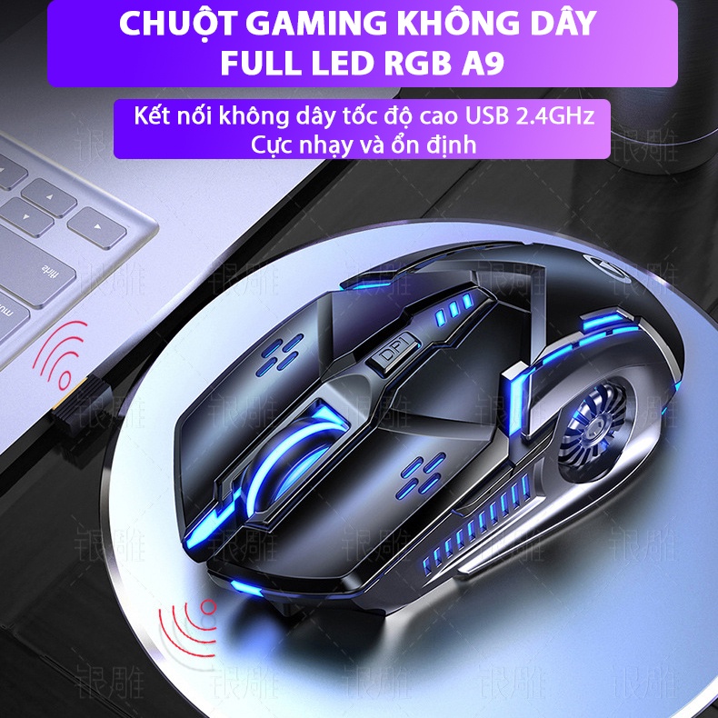 Chuột không dây Coputa chuột máy tính gaming laptop chuyên game Full LED A9