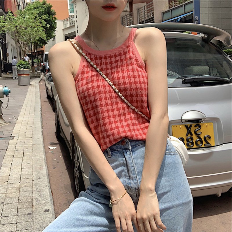 Áo Nữ Không Tay Kẻ Sọc Vuông Thời Trang Hàn Quốc | BigBuy360 - bigbuy360.vn