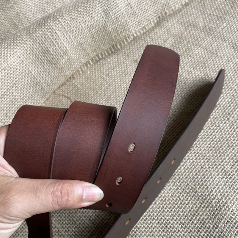 Dây Nịt Da Bò Thắt Lưng Nam Da Bò Sáp Ngựa Điên Không Mặt Khóa bản 3.7cm đục 5 lổ Bảo hành 24Tháng,