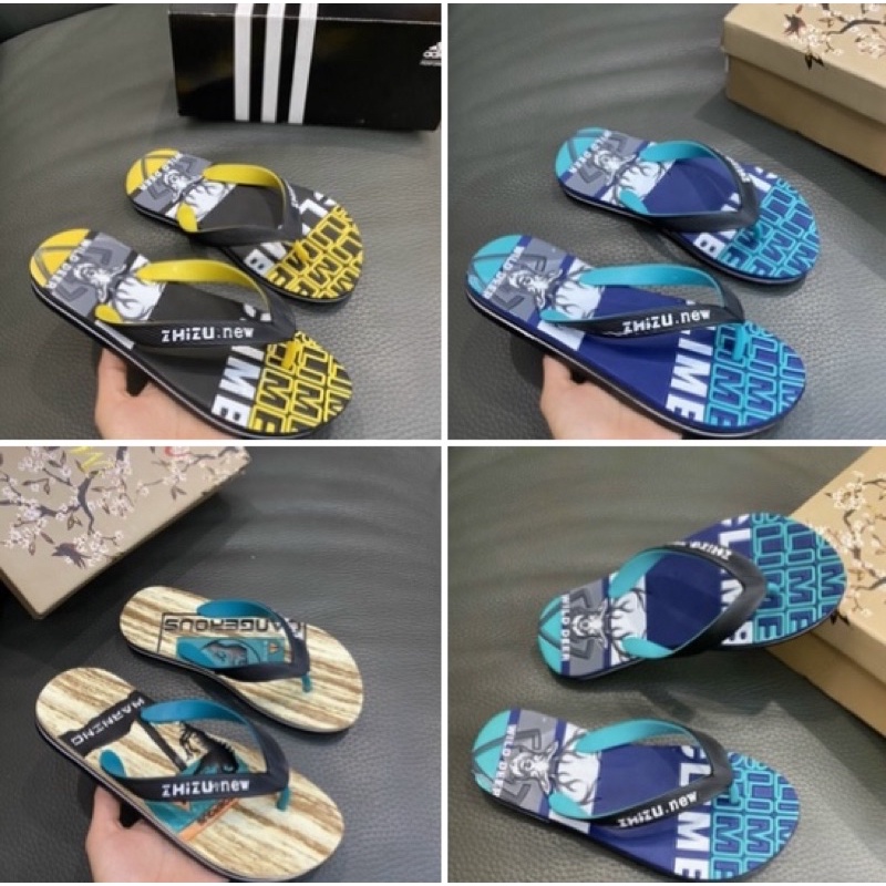 Dép tông đi biển thời trang nam đế cao su có hoạ tiết, Dép kẹp mùa hè phong cách trẻ trung năng động btshop từ 40-44