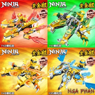 Ninja cưỡi rồng hoàng kim 2 đầu ninjago đồ chơi xếp hình lắp ráp moc diy