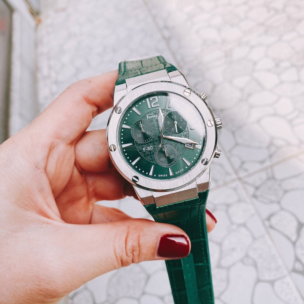 Đồng Hồ Nam Ferragamo F-80 Classic - Máy Pin - Dây Da Cao Su , dây thép Size 43mm