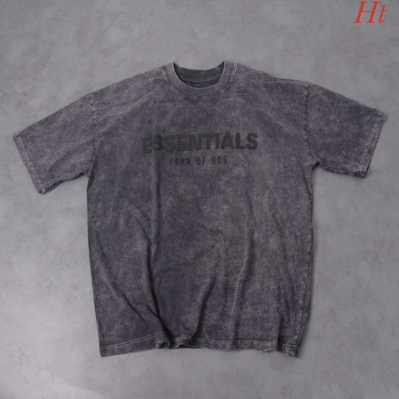 Áo phông loang màu đen Vân đá ESSENTIALS fear of god chữ đen