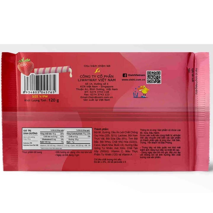 Combo 20 gói Oishi Bánh Xốp Vị Sữa Dâu Biggie -