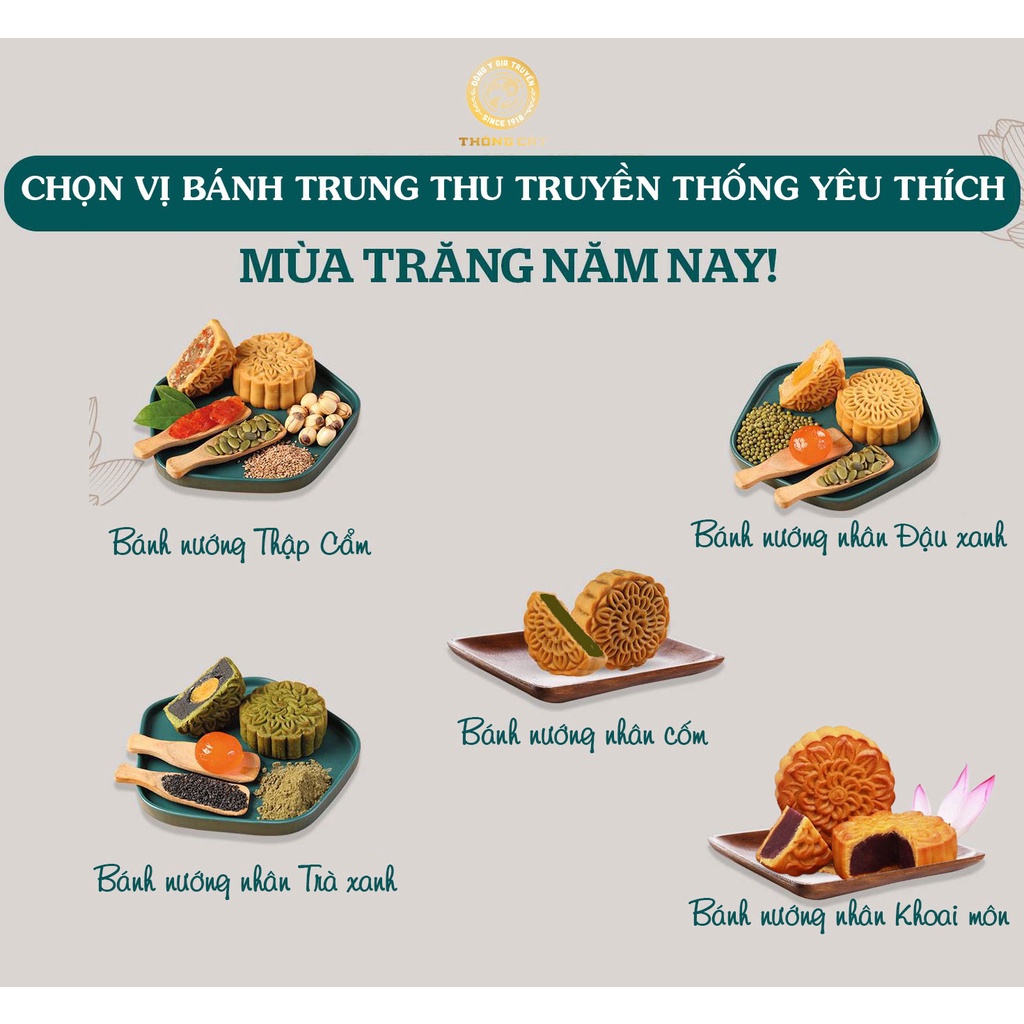 Hộp bánh trung thu Niên Hoa Bái Sắc mẫu mới nhất 2021 - 4 bánh mix vị kèm trà giá rẻ mùa đoàn viên Kỳ Hoa (Since 1918)