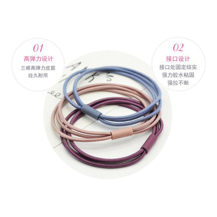 Phụ Kiện Tóc Nữ  Dây chun buộc tóc nhiều màu kẹp 3 sợi cao cấp kiểu dáng Korea SIÊU HOT