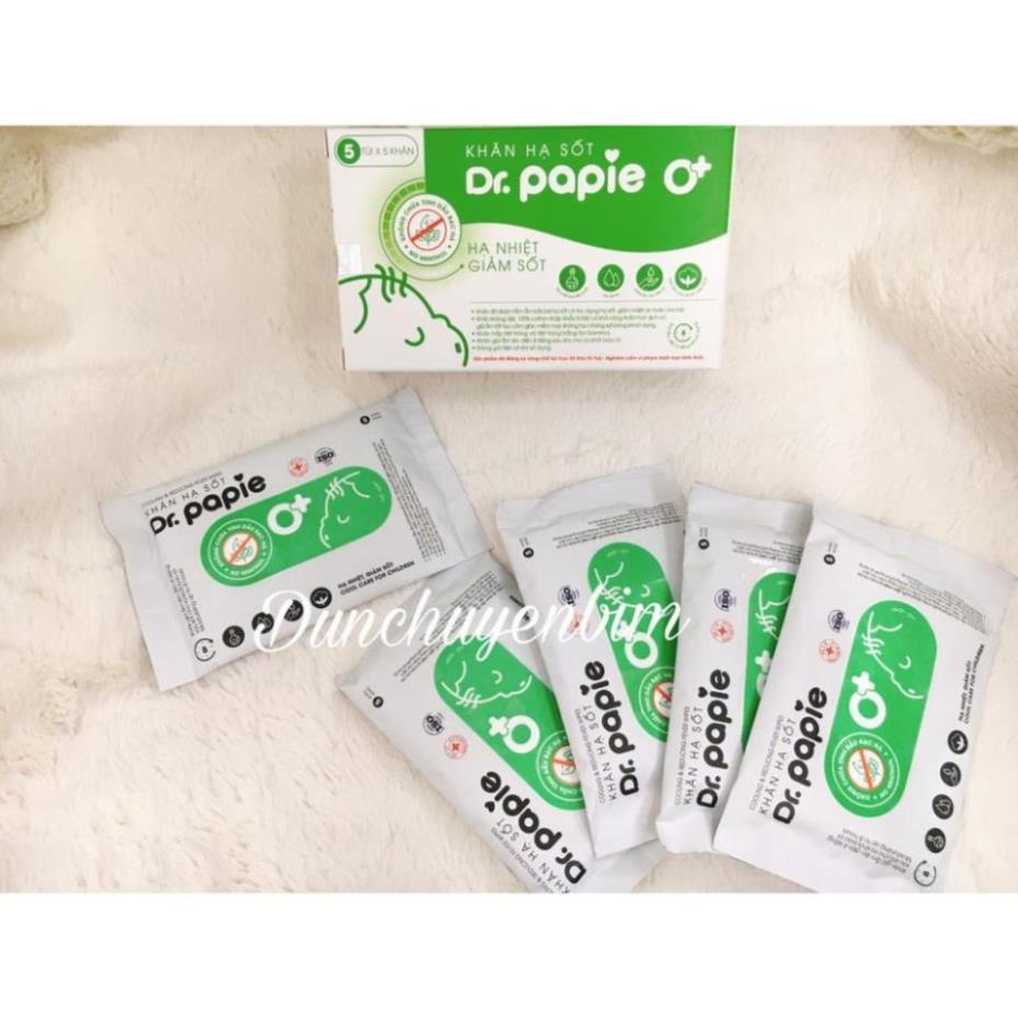 Khăn lau hạ sốt Dr Papiel hộp 25 tờ, thành phần thảo dược hạ sốt cho bé an toàn