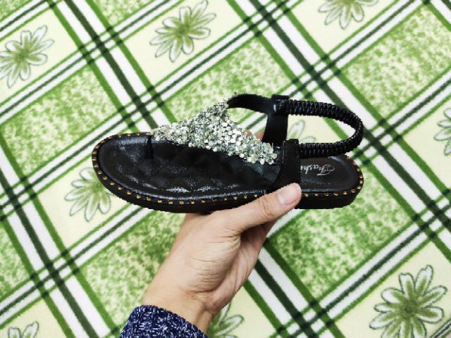 [A11] (Sẵn 1 số size) Dép Sandal Xỏ ngón Nữ Đính Hạt Lấp Lánh Cực Xinh