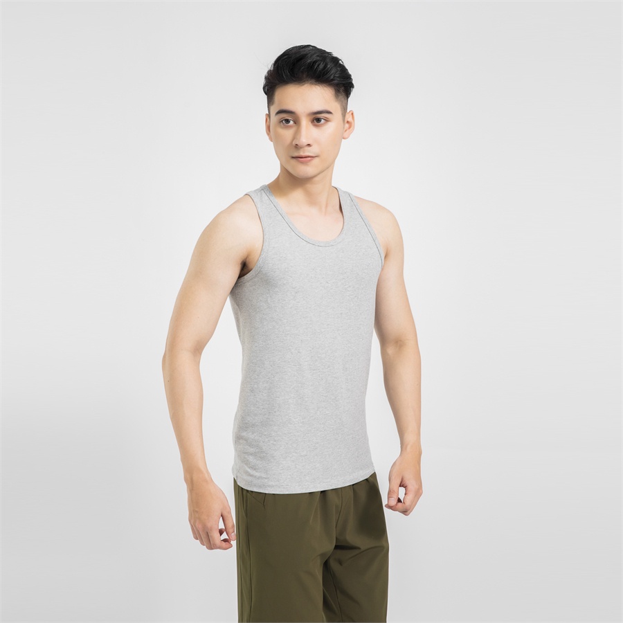 Áo Thun Ba 3 Lỗ Nam ARISTINO ATTR06 Mặc Lót Trong Tập Gym màu xám trơn dáng Tanktop vai nhỏ vải Supima Cotton cao cấp