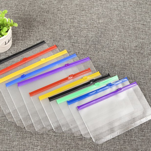 Túi Zip PVC Phụ Kiện Sổ Còng Planner Binder  A5 / B5 / A6 /A7 Viền Màu Tiện Dụng, Tinh Tế